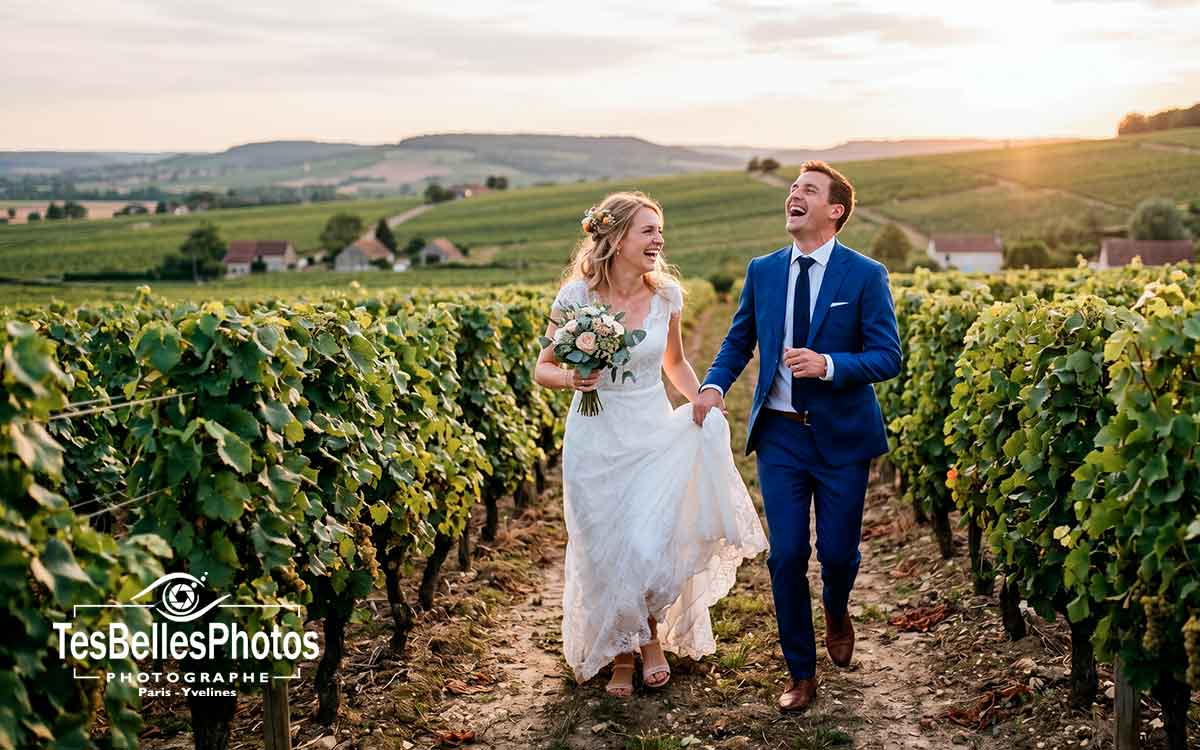 Photographe mariage à Reims – séance couple naturelle au cœur des vignes de champagne